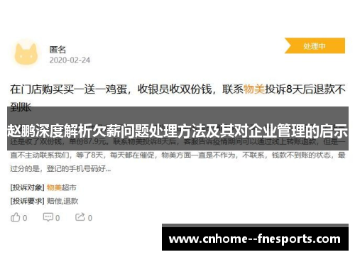 赵鹏深度解析欠薪问题处理方法及其对企业管理的启示